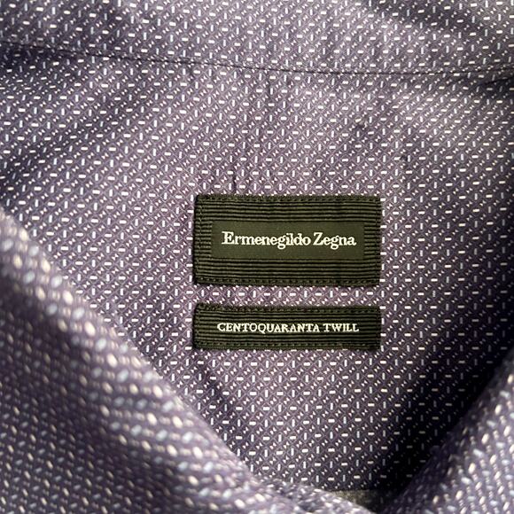 Ermenegildo Zegna Purple Button Up Long Sleeve Centroquaranta Twill Men’s Sz XXL - Picture 2 of 8